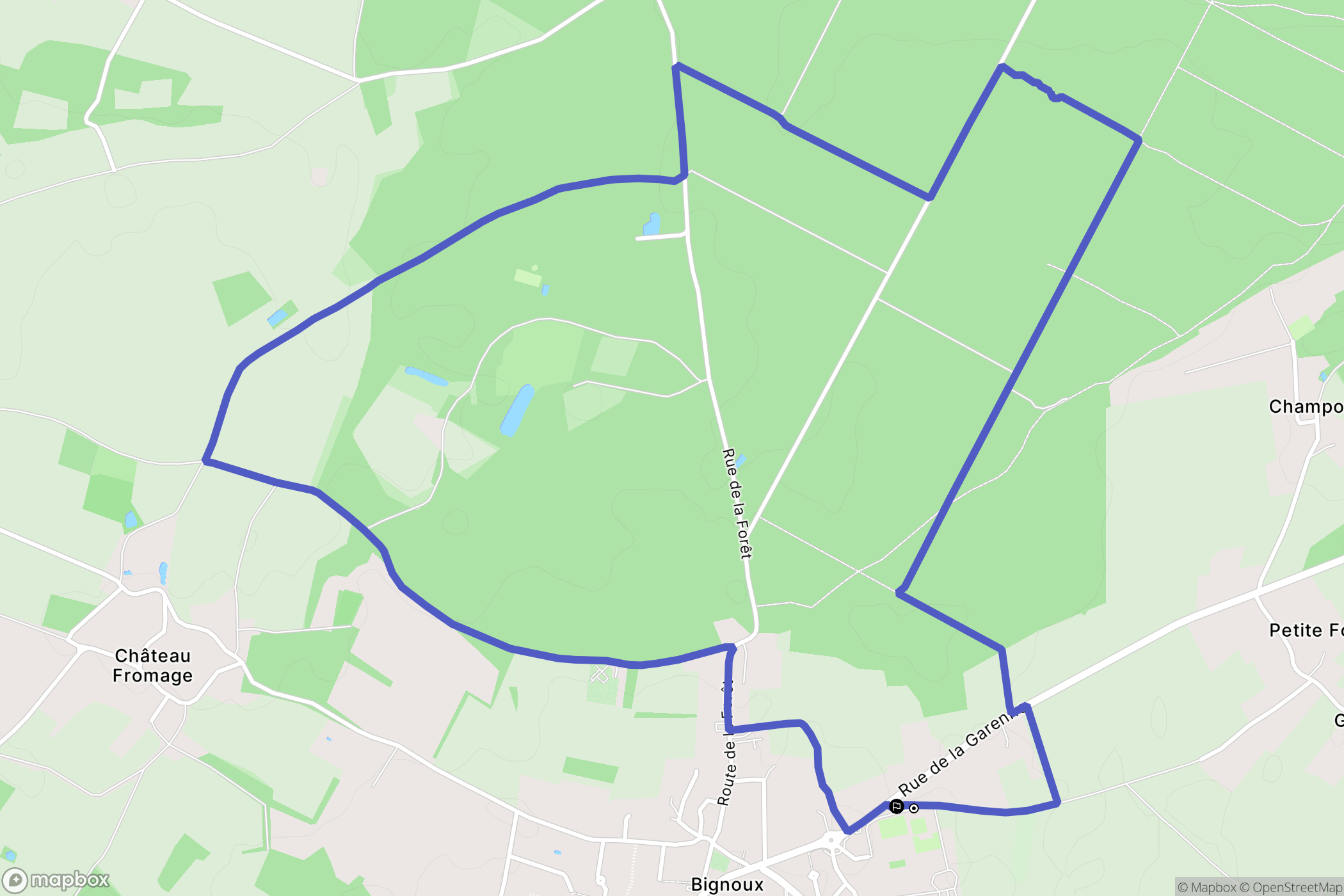 Bignoux : carte du parcours de randonnée - France