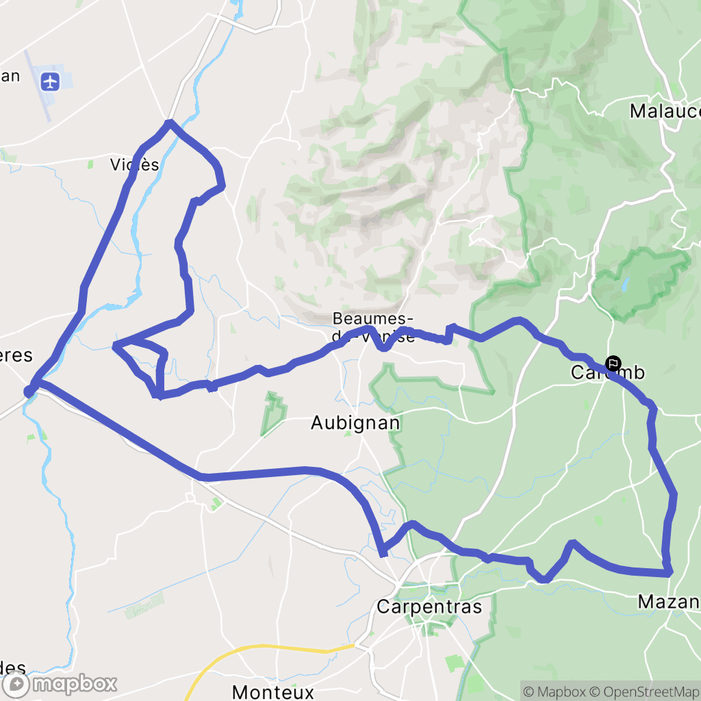 Caromb : carte du parcours de randonnée - France