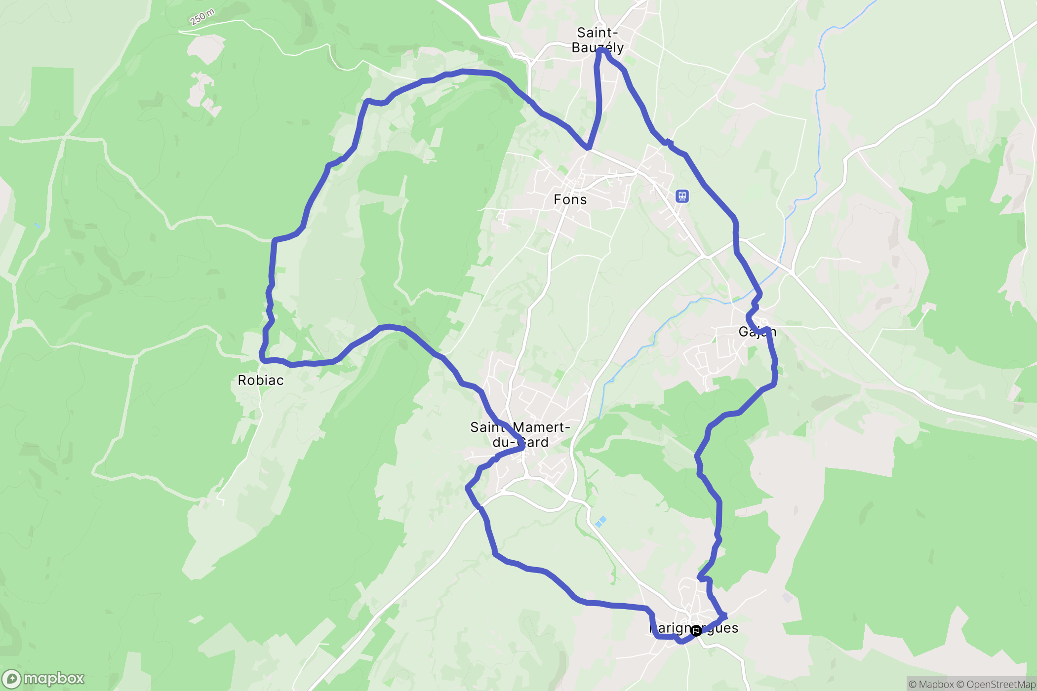 Parignargues : carte du parcours de randonnée - France