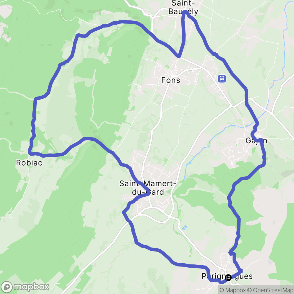 Parignargues : carte du parcours de randonnée - France