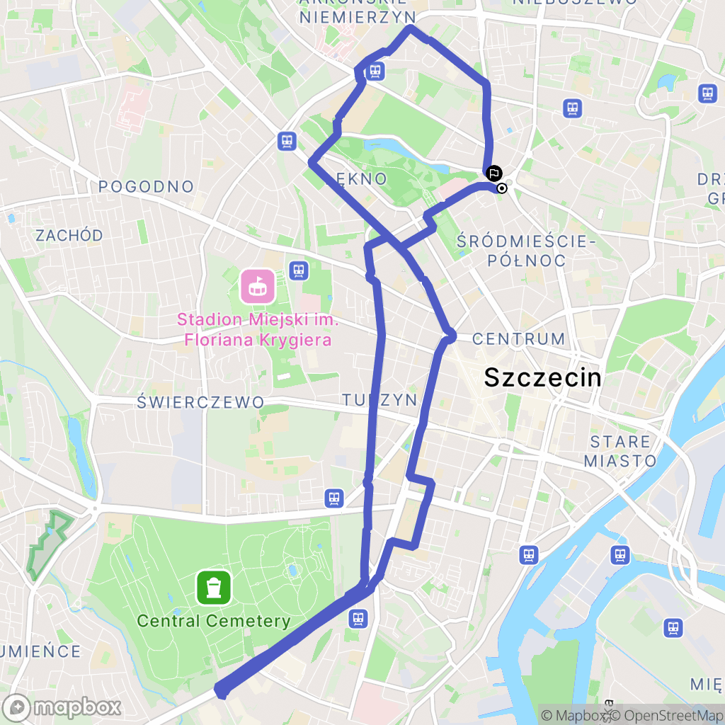 Szczecin: mapa trasy - Poland