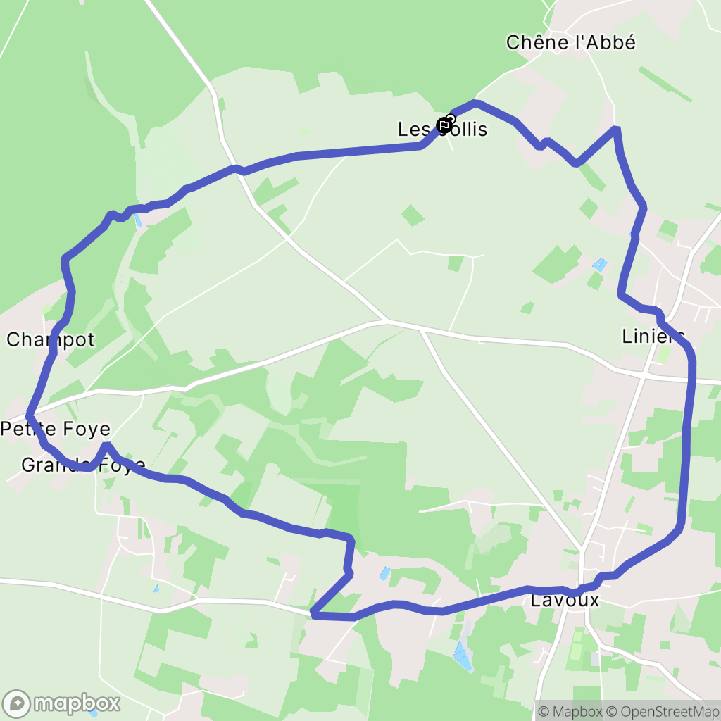 Liniers : carte du parcours de randonnée - France