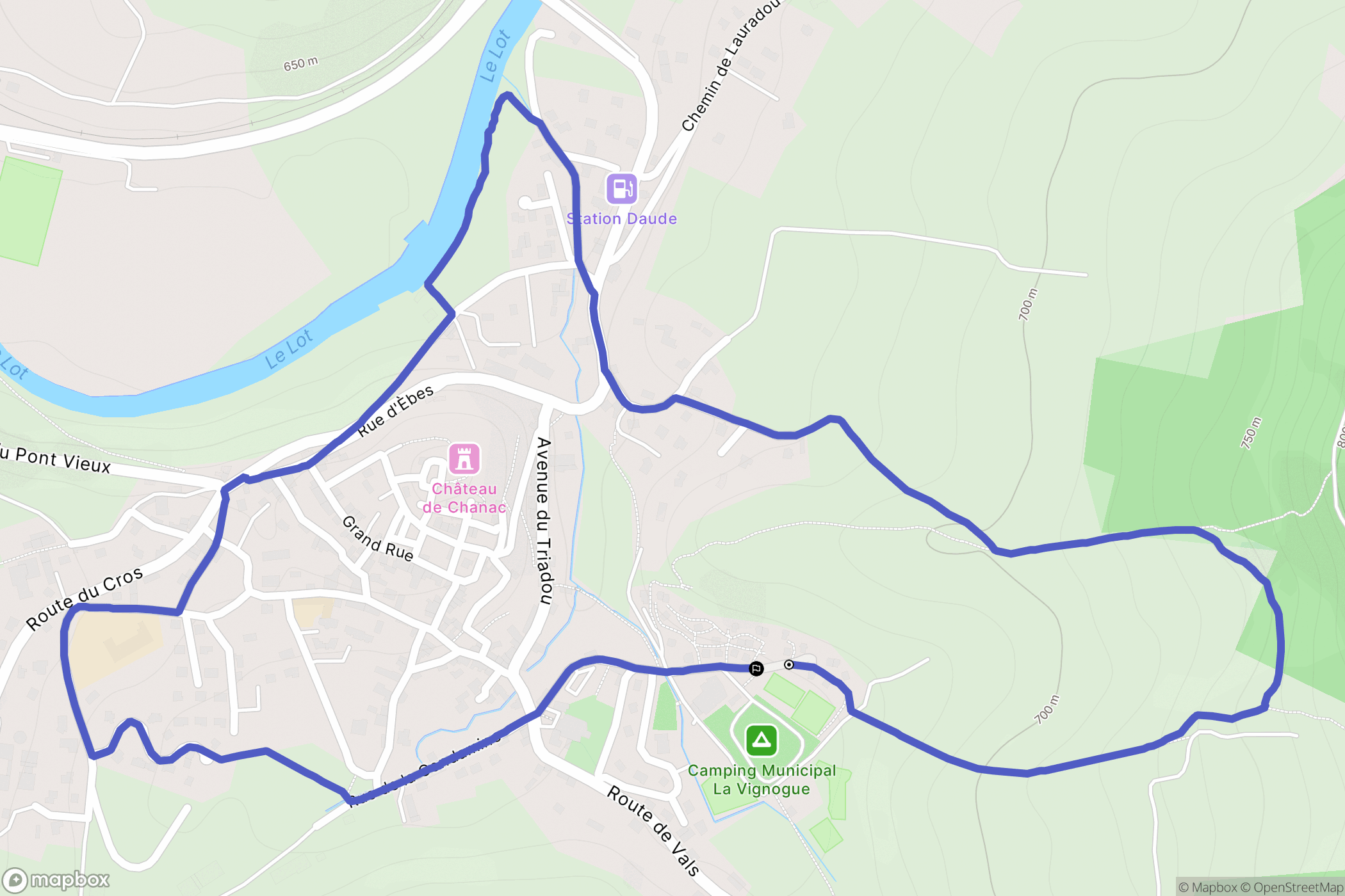 Chanac : carte du parcours de randonnée - France
