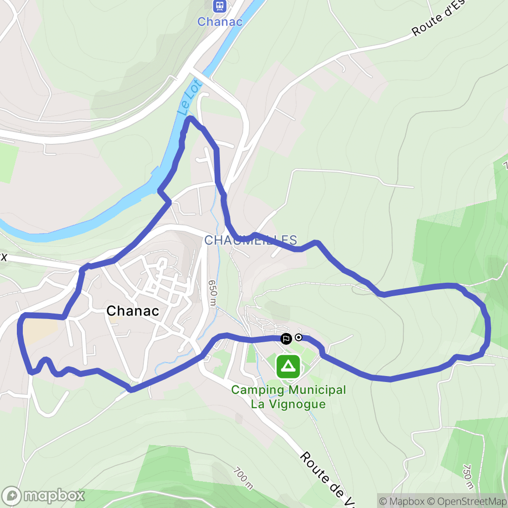 Chanac : carte du parcours de randonnée - France
