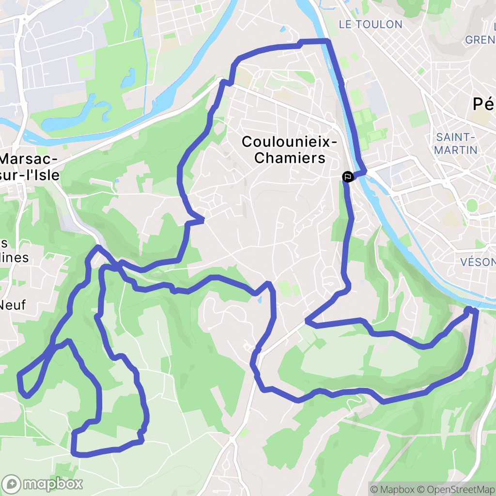 Coulounieix-Chamiers : carte du parcours de randonnée - France