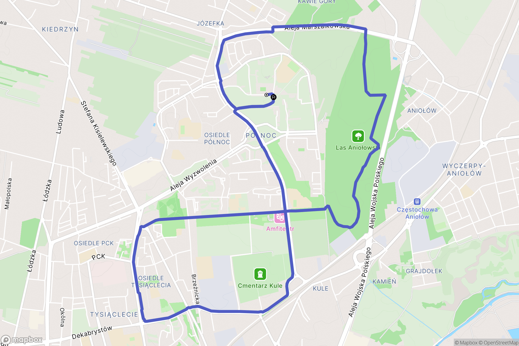 Częstochowa: mapa trasy - Poland