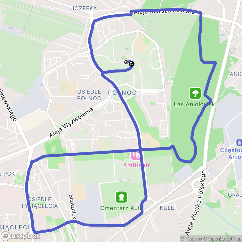 Częstochowa: mapa trasy - Poland