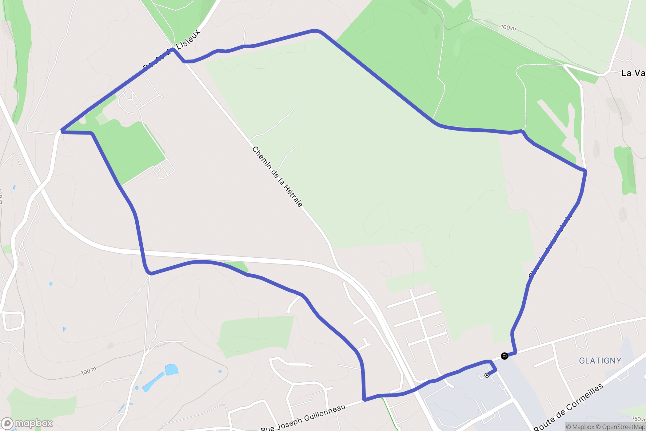 Lisieux : carte du parcours de randonnée - France