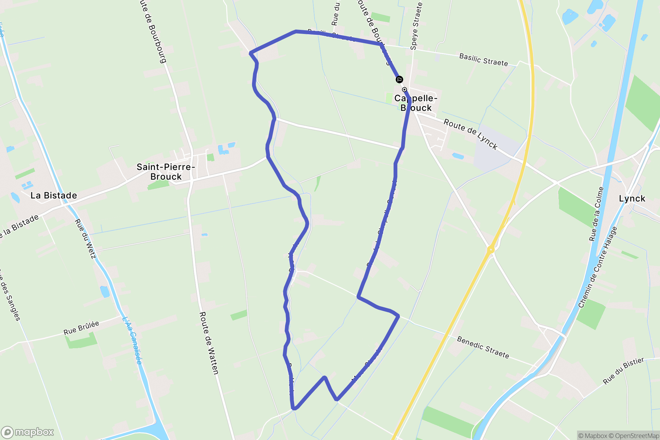 Cappelle-Brouck : carte du parcours de randonnée - France