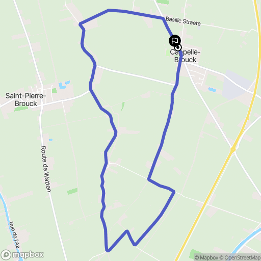 Cappelle-Brouck : carte du parcours de randonnée - France
