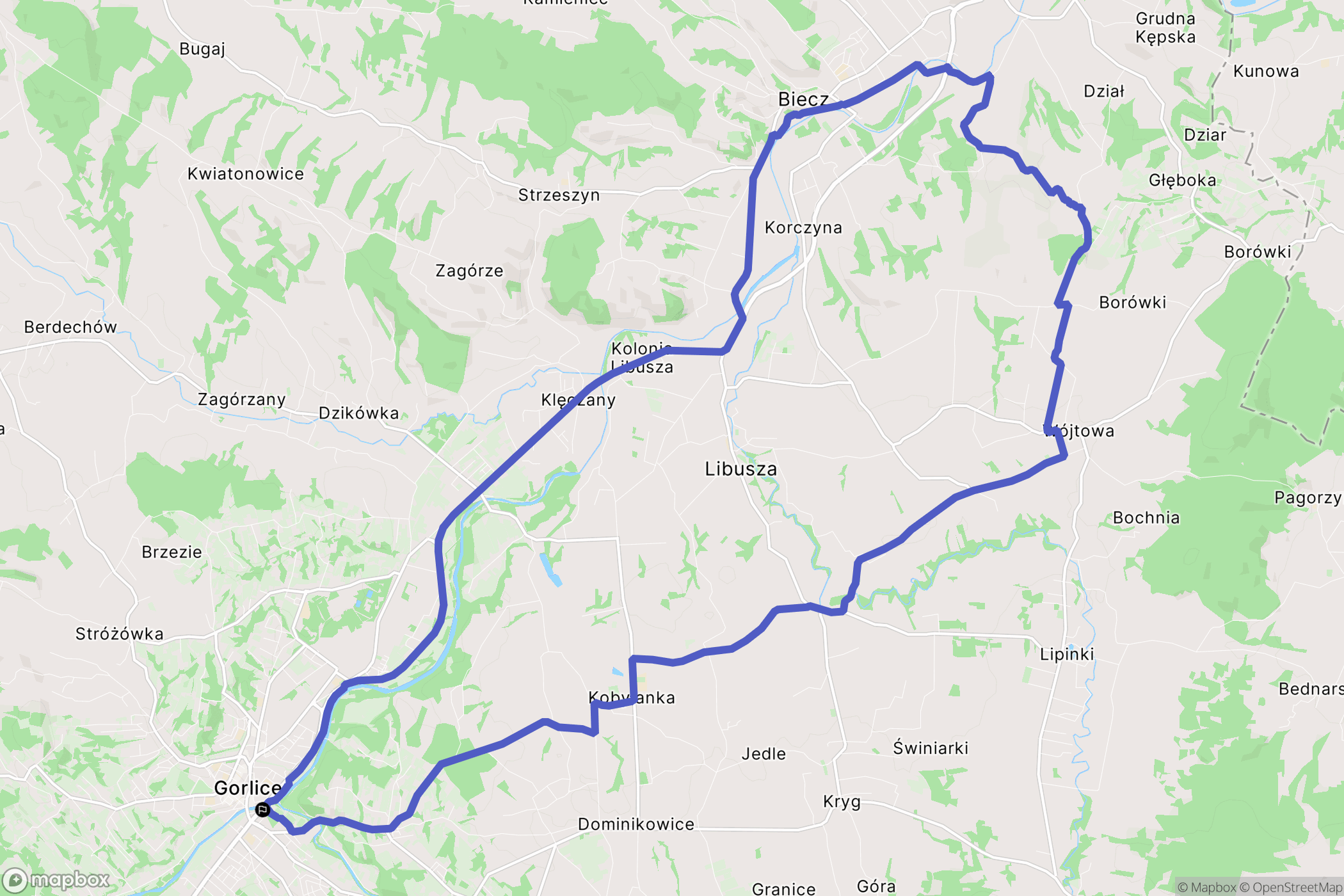 Gorlice: mapa trasy - Poland