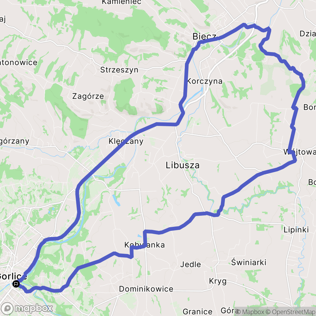 Gorlice: mapa trasy - Poland