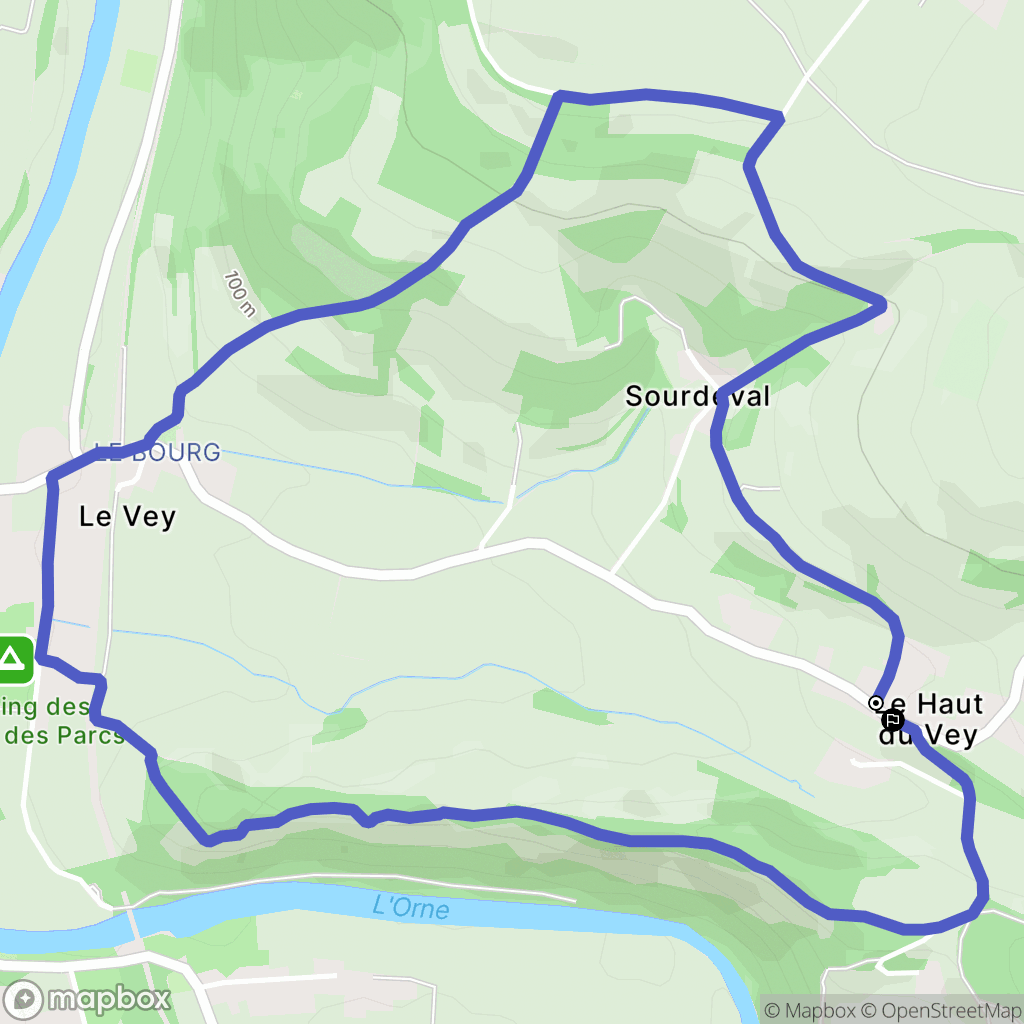 Le Vey : carte du parcours de randonnée - France