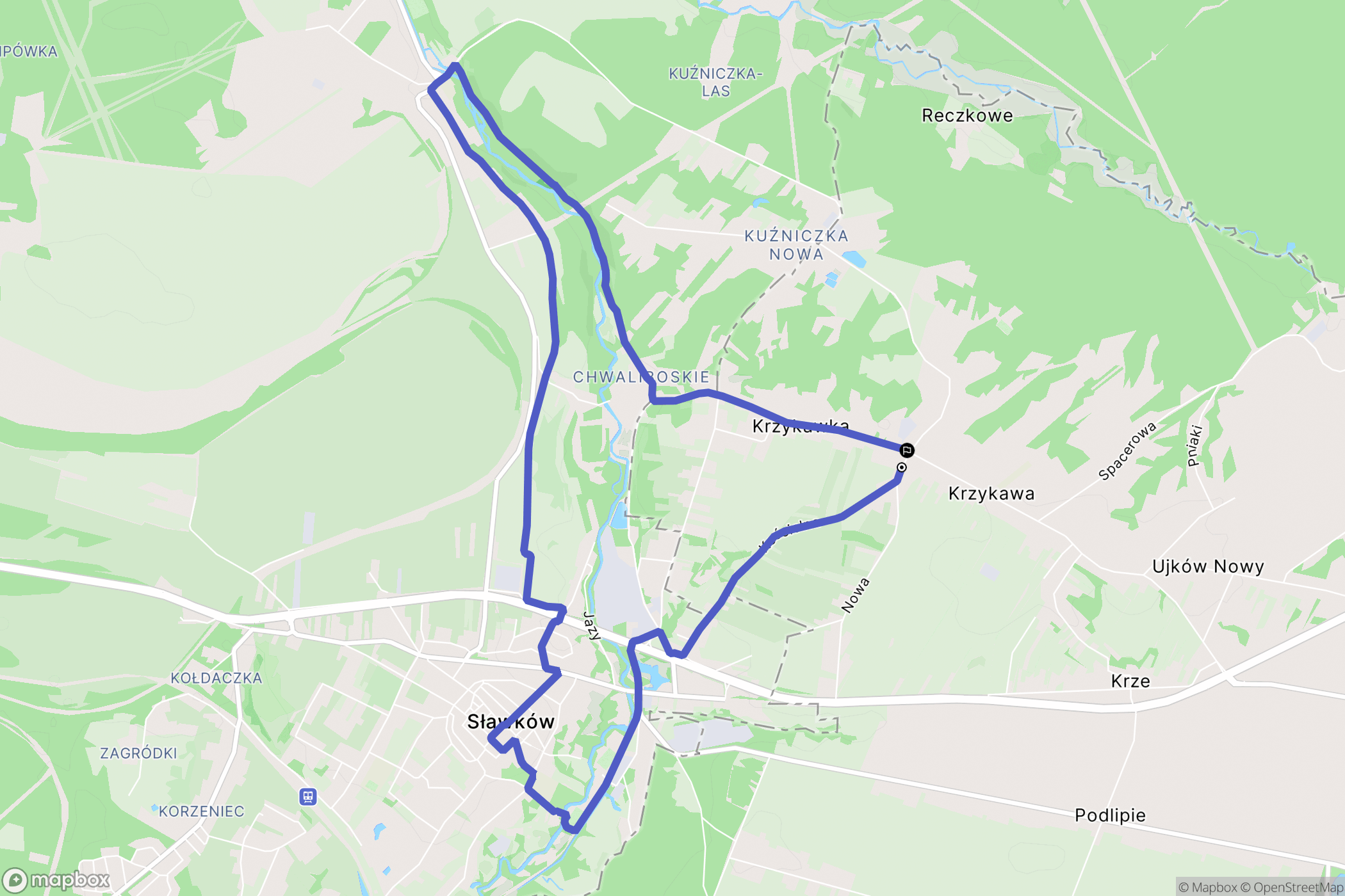 Krzykawka: mapa trasy - Poland
