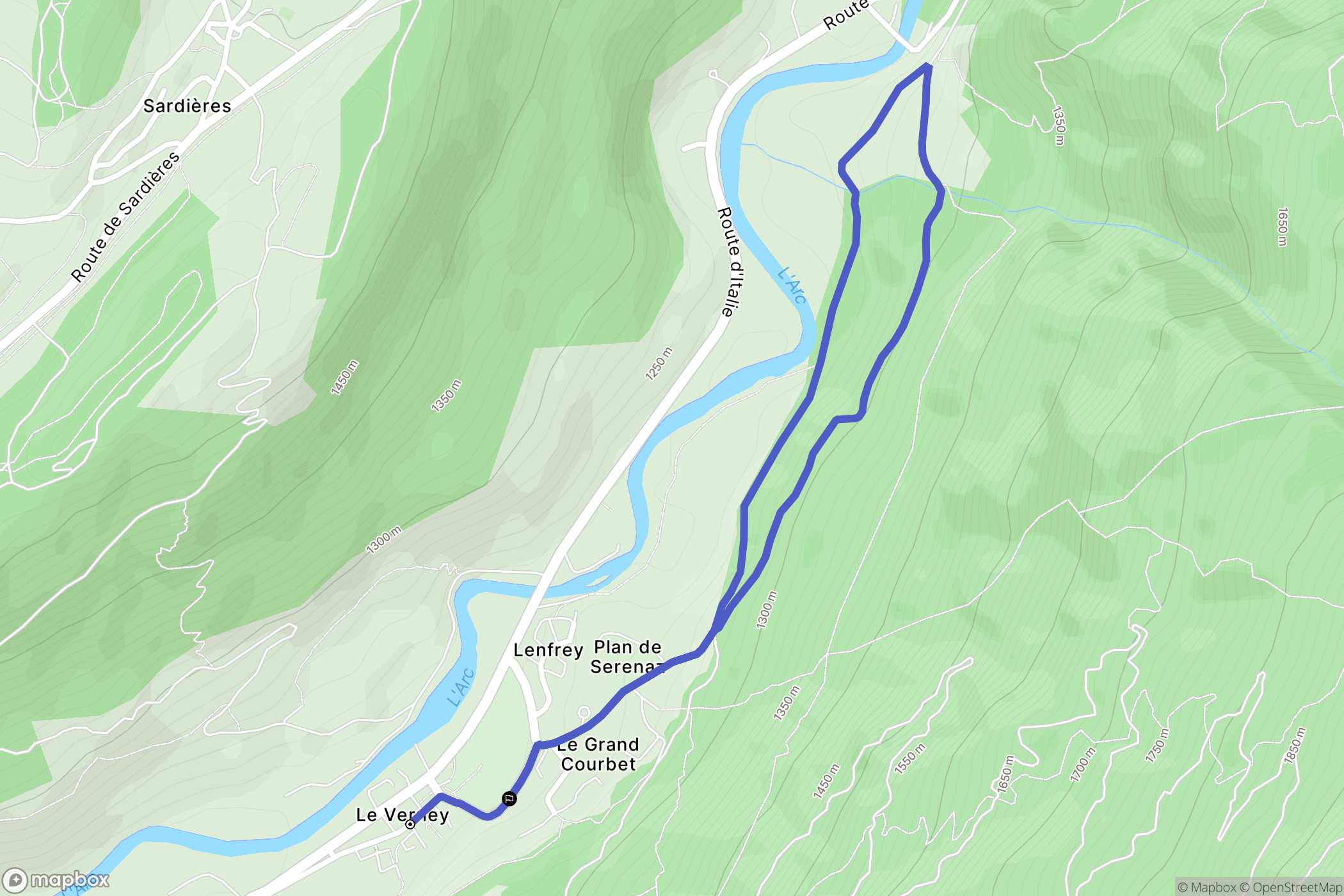 Val-Cenis : carte du parcours de randonnée - France