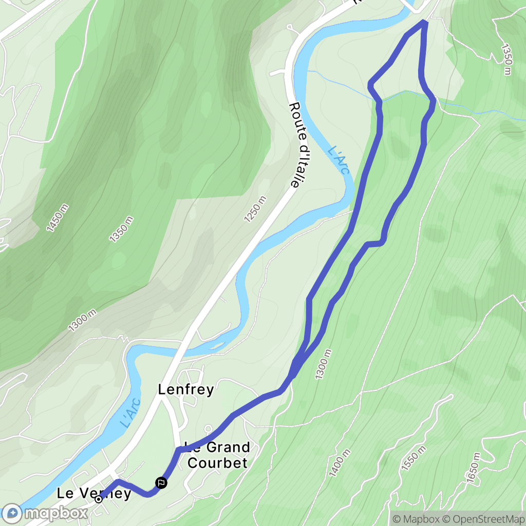 Val-Cenis : carte du parcours de randonnée - France