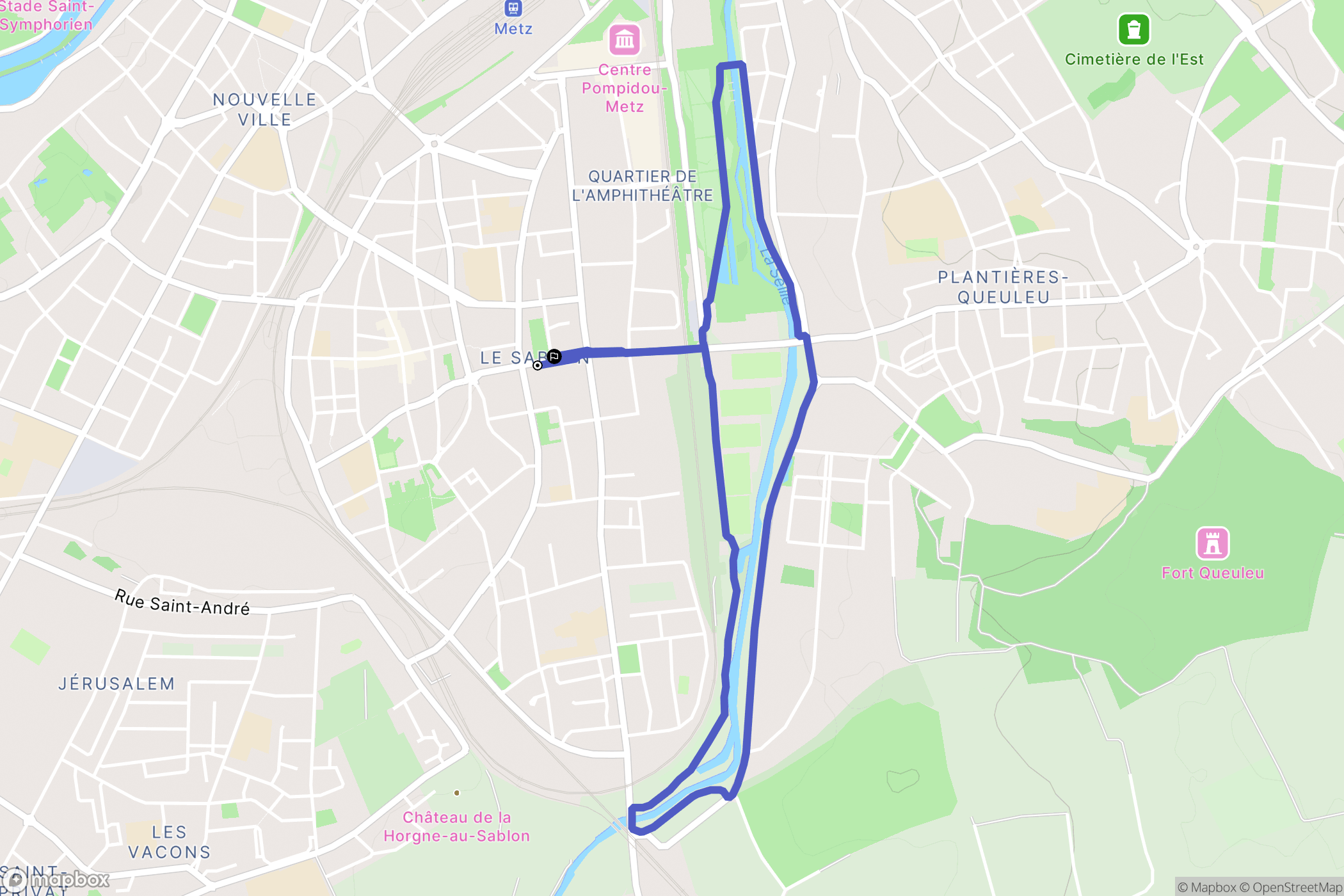 Metz : carte du parcours de randonnée - France