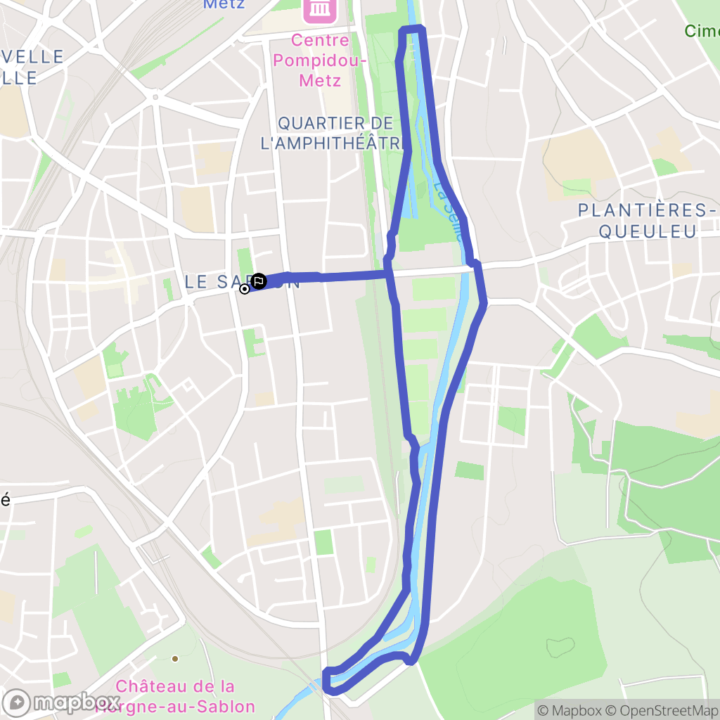 Metz : carte du parcours de randonnée - France