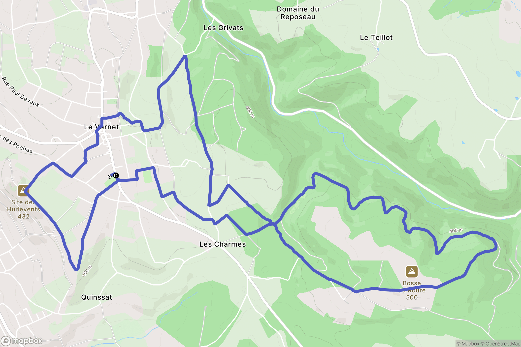 Le Vernet : carte du parcours de randonnée - France