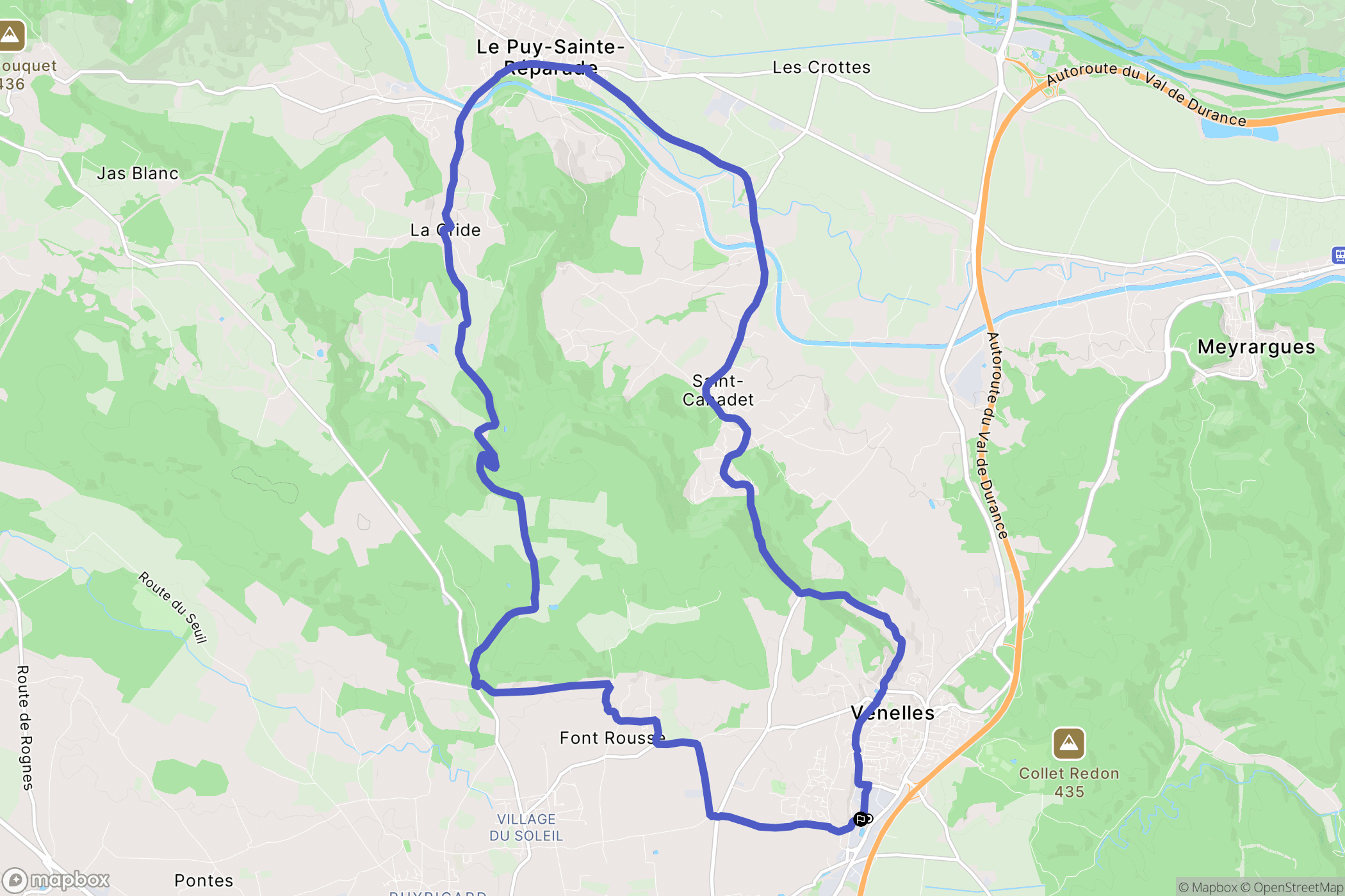 Venelles : carte du parcours de randonnée - France
