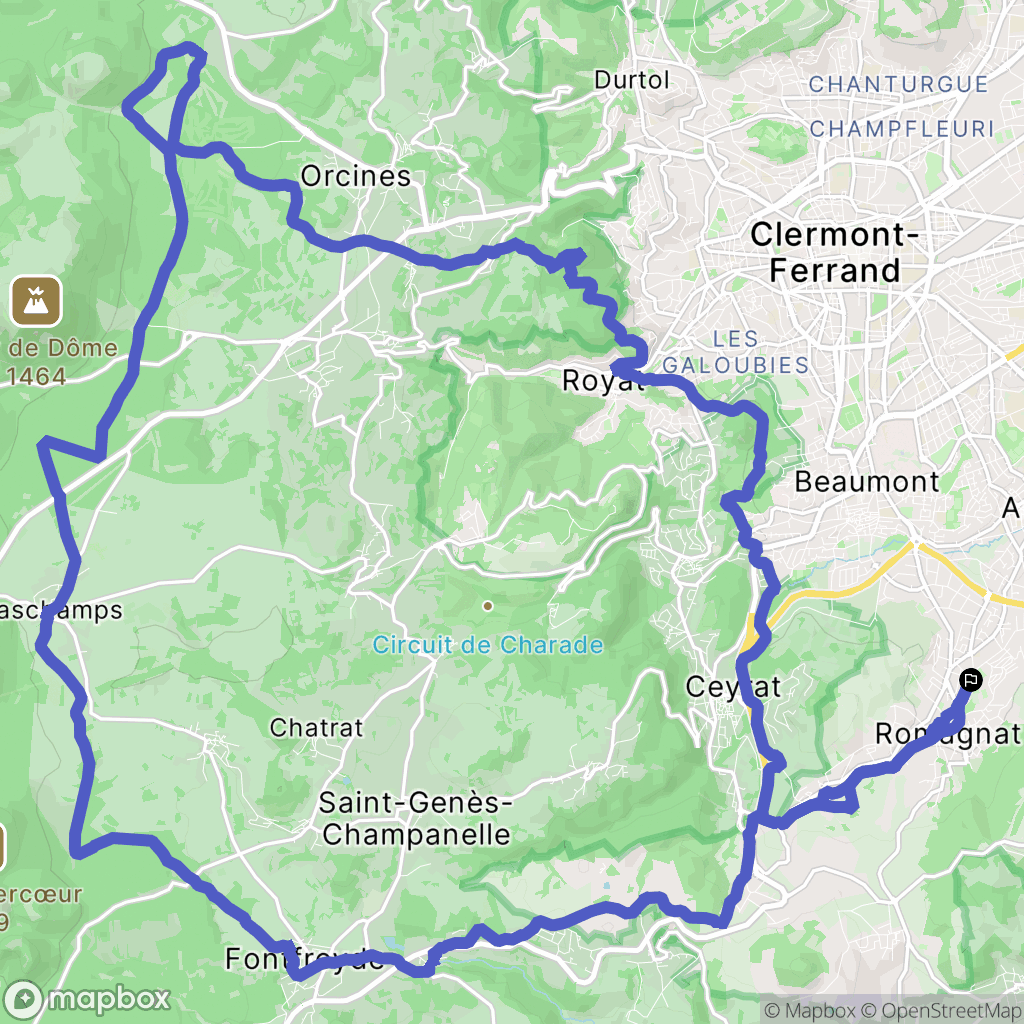 Romagnat : carte du parcours de randonnée - France