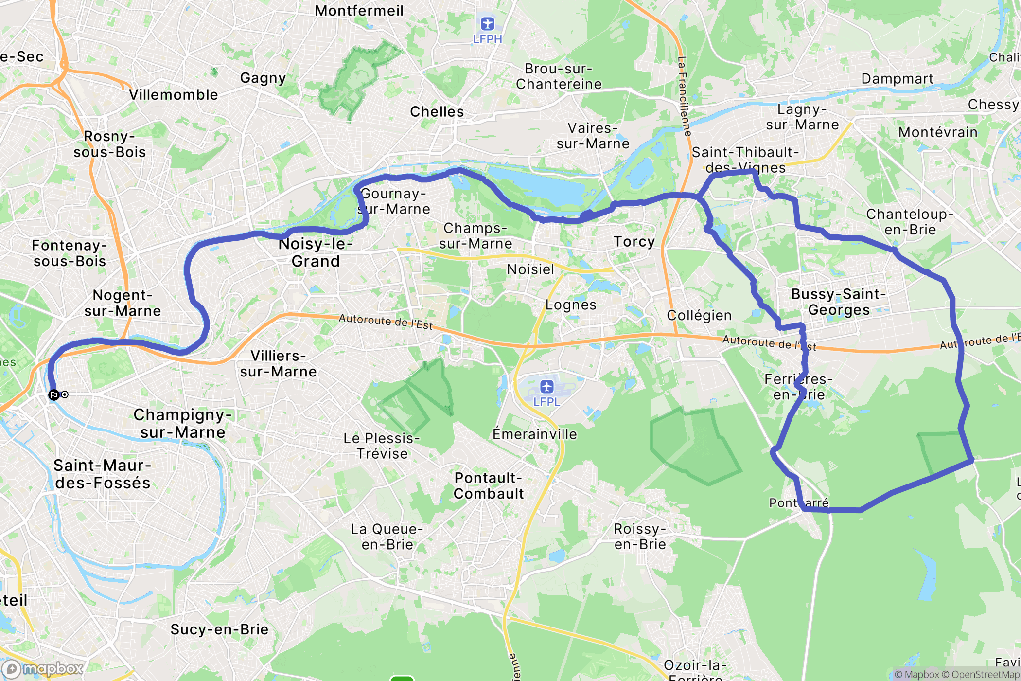 Joinville-le-Pont : carte du parcours de randonnée - France
