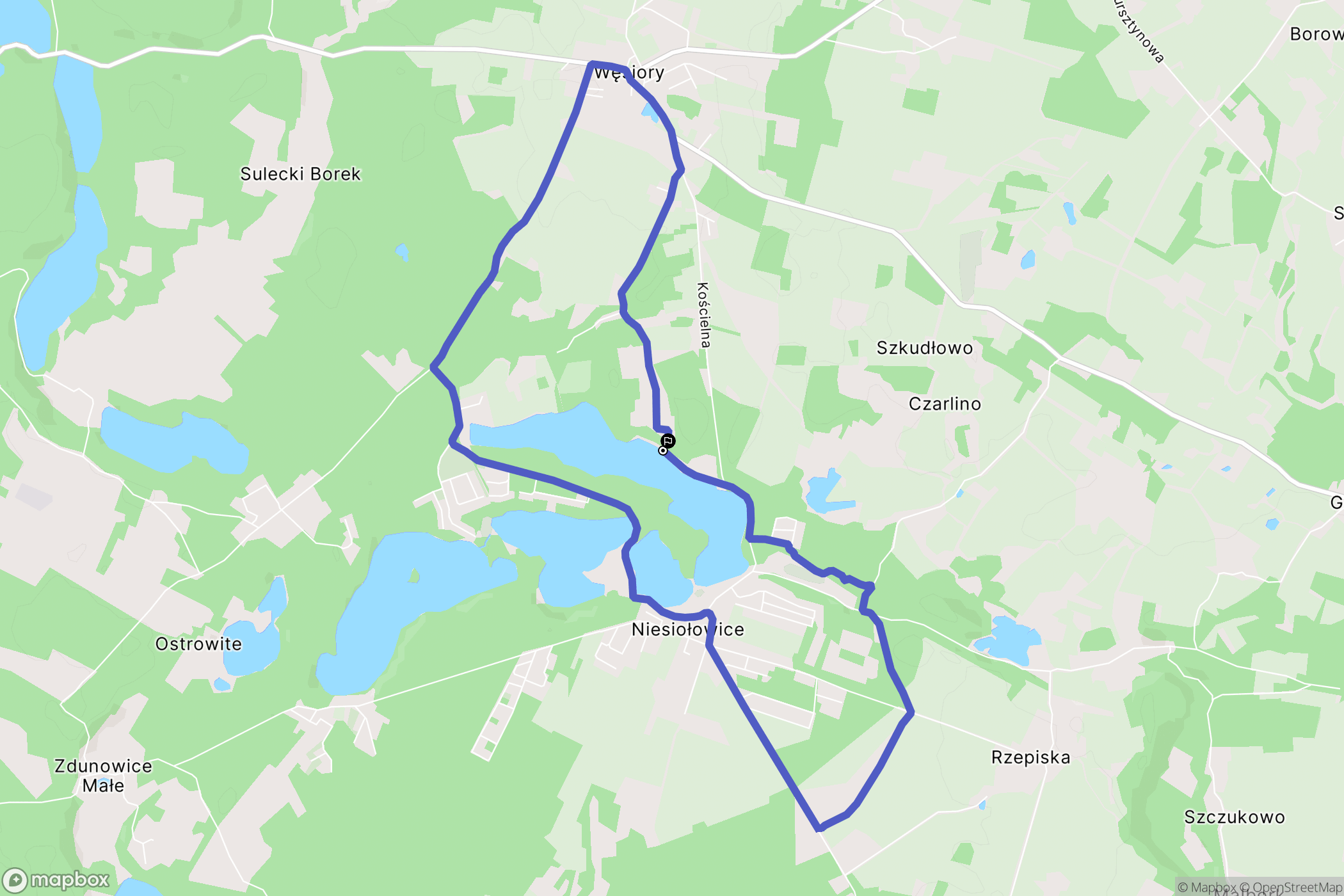 Węsiory: mapa trasy - Poland
