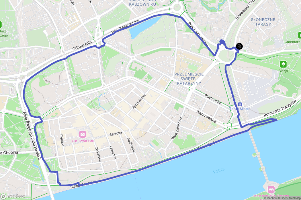 Toruń: mapa trasy - Poland