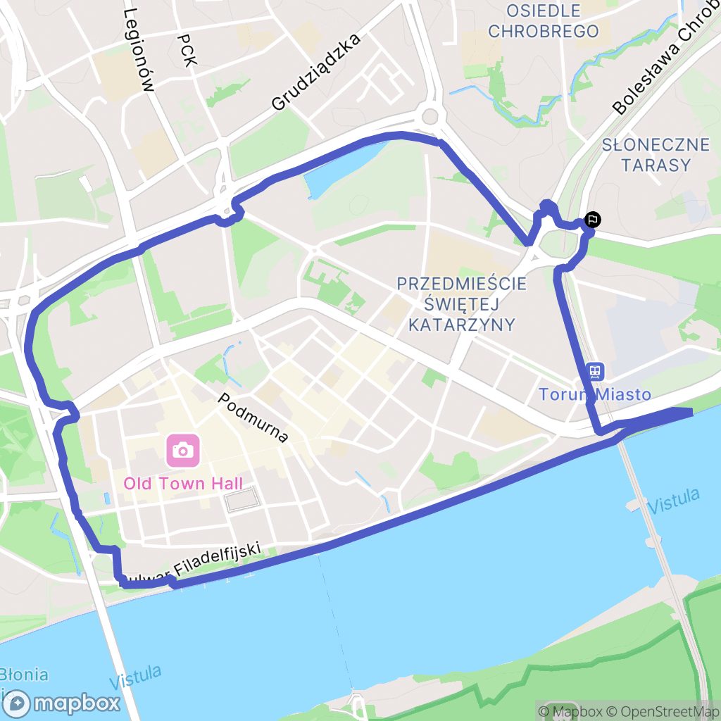 Toruń: mapa trasy - Poland