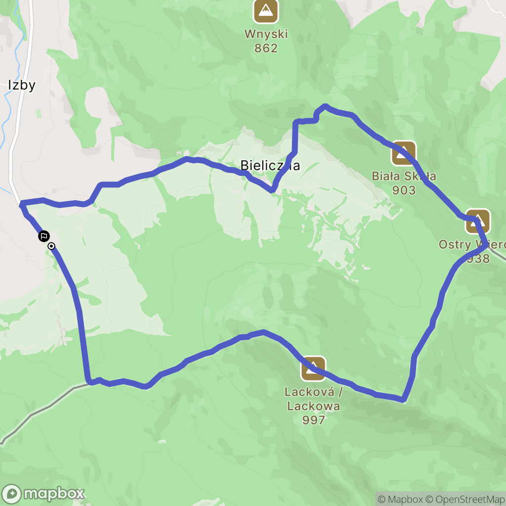 Izby: mapa trasy - Poland