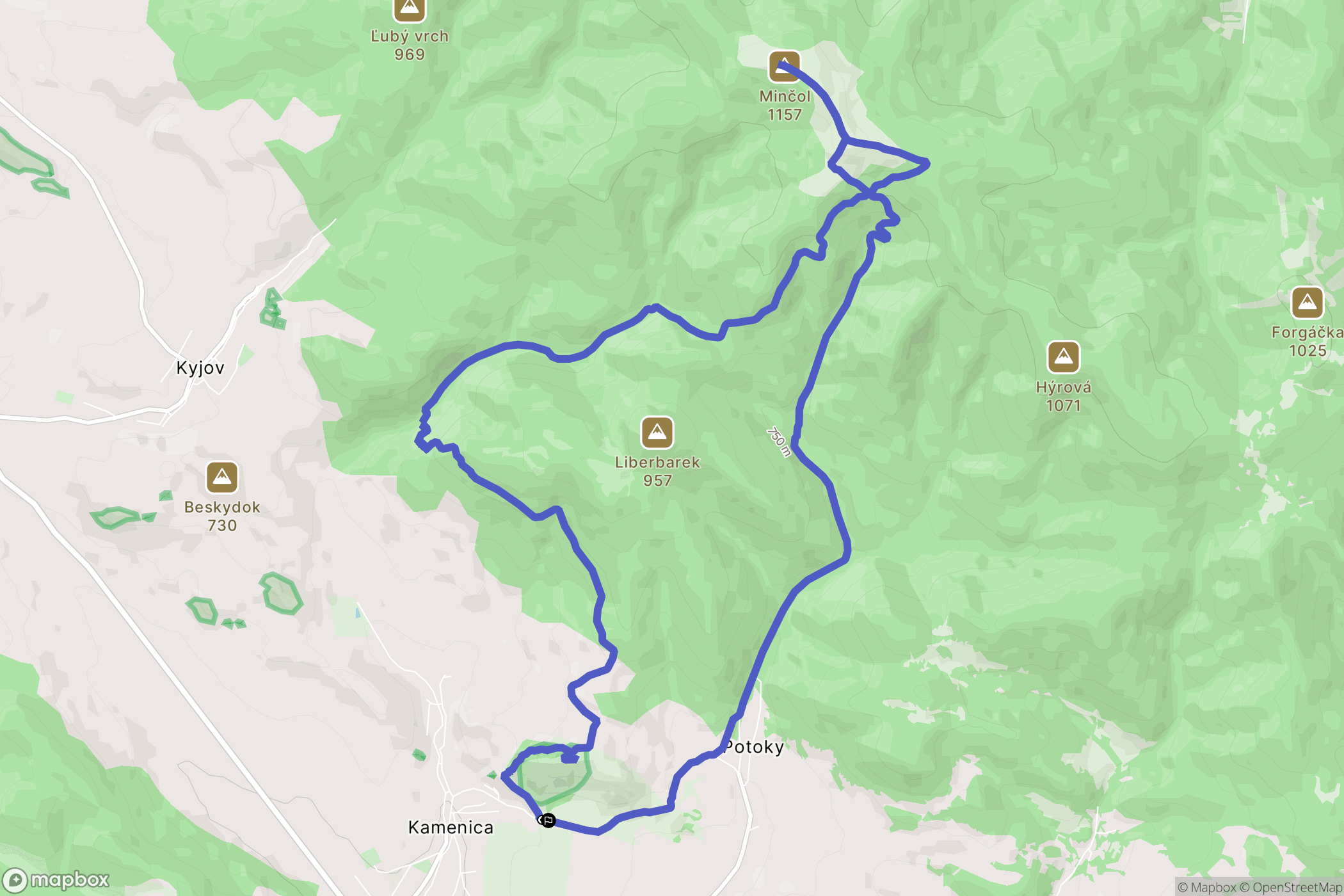 Kamenica: mapa trasy - Slovakia