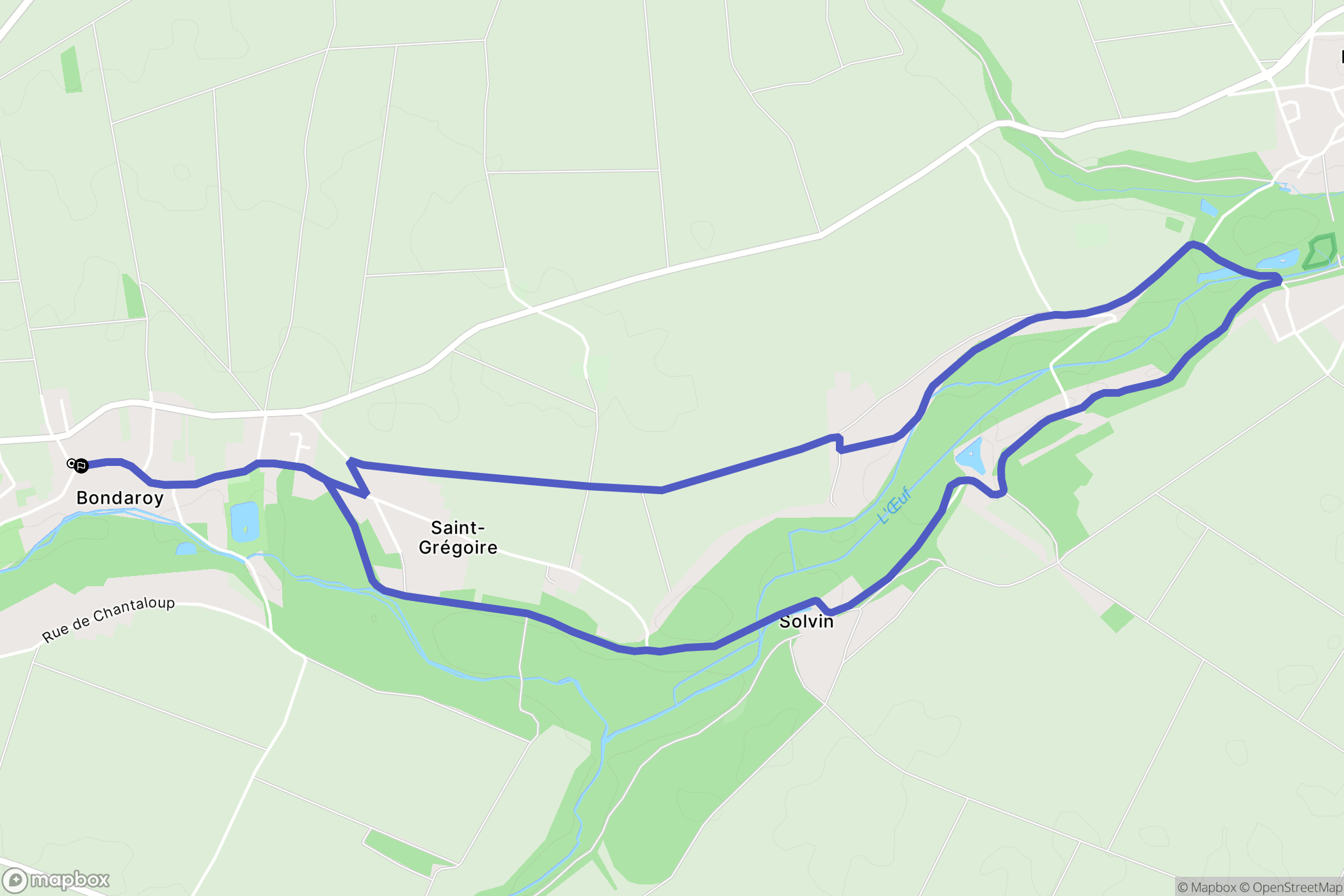 Bondaroy : carte du parcours de randonnée - France