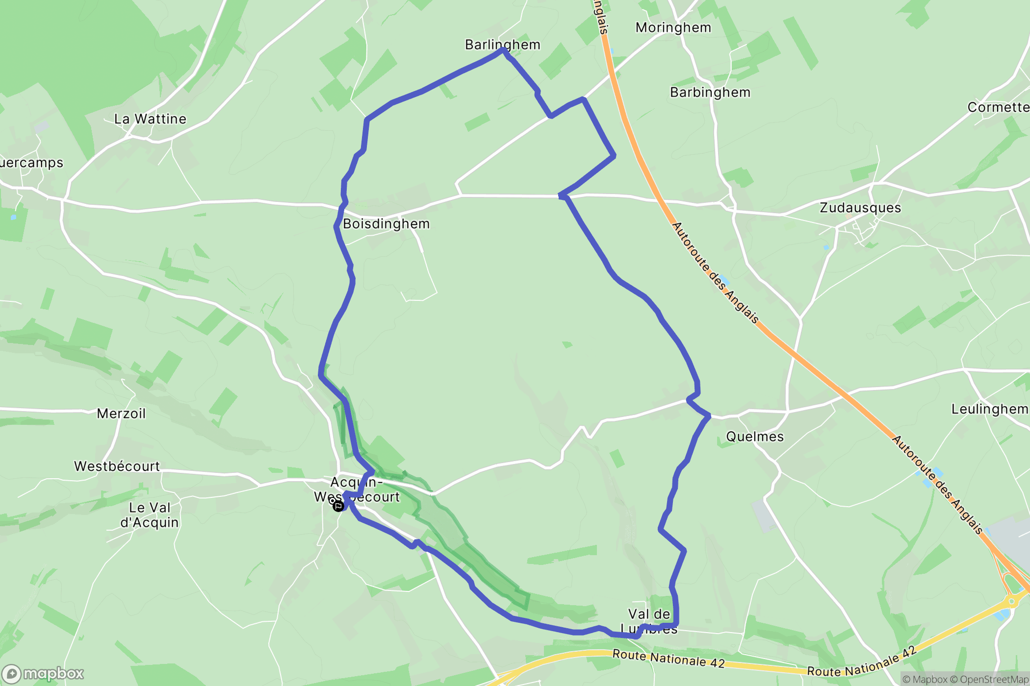 Acquin-Westbécourt : carte du parcours de randonnée - France