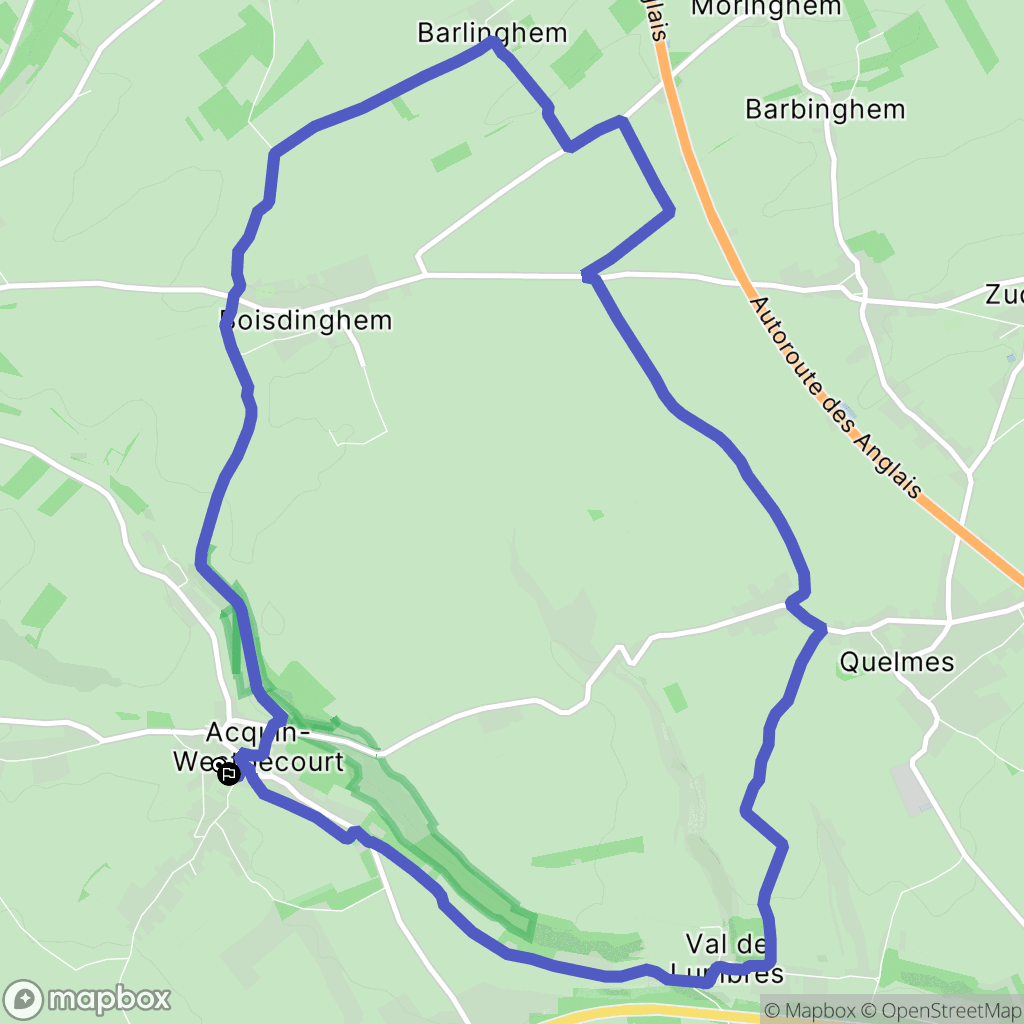 Acquin-Westbécourt : carte du parcours de randonnée - France