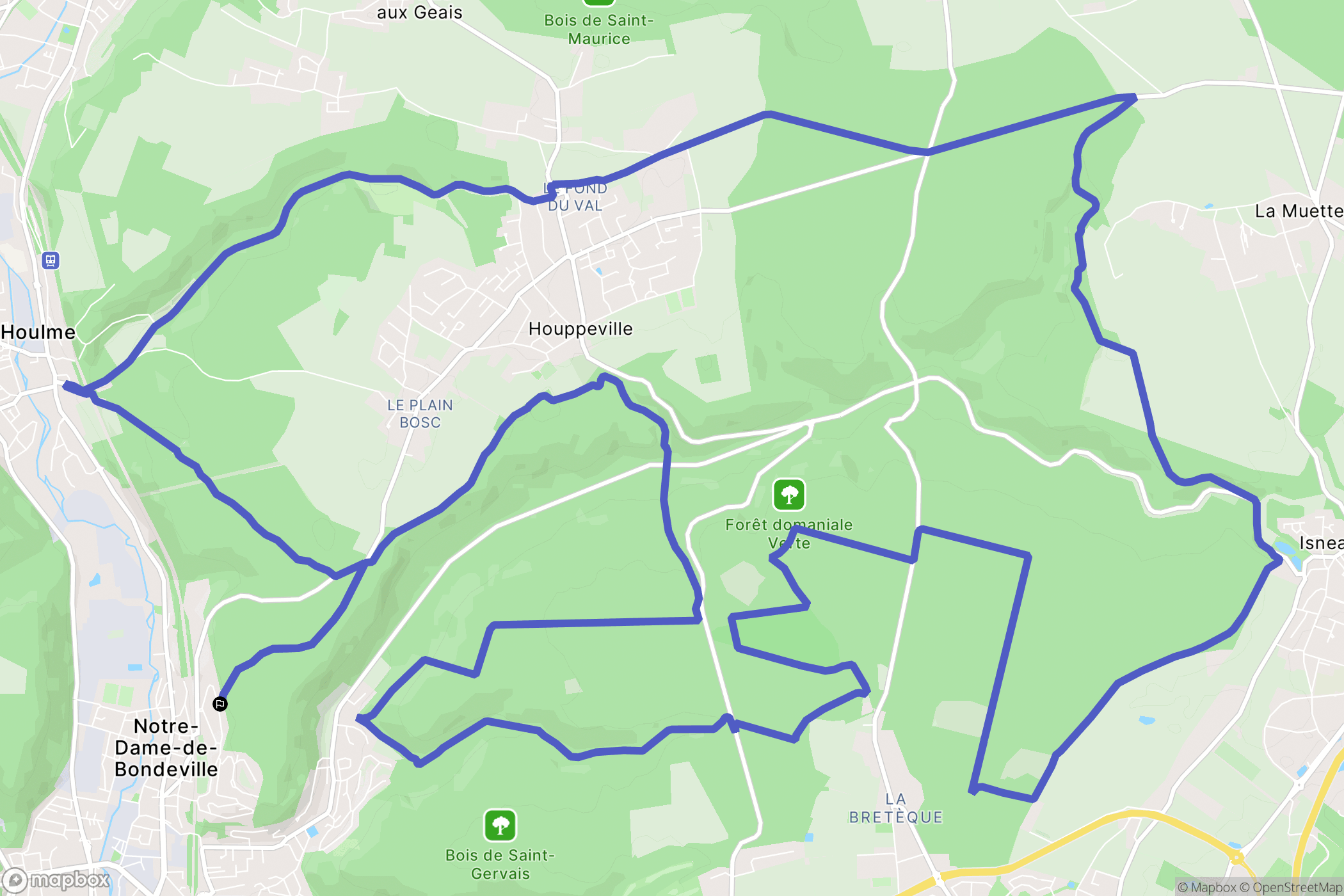 Notre-Dame-de-Bondeville : carte du parcours de randonnée - France