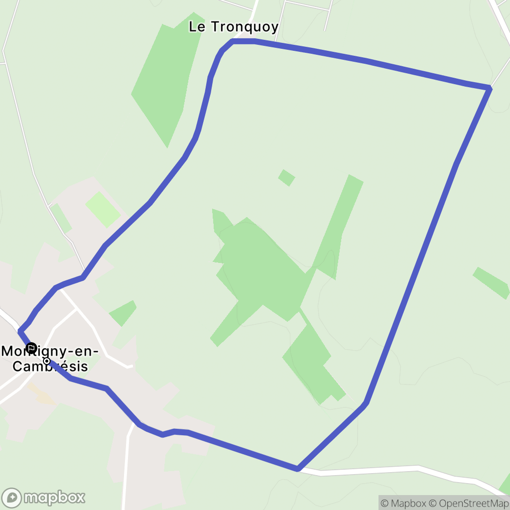 Montigny-en-Cambrésis : carte du parcours de randonnée - France