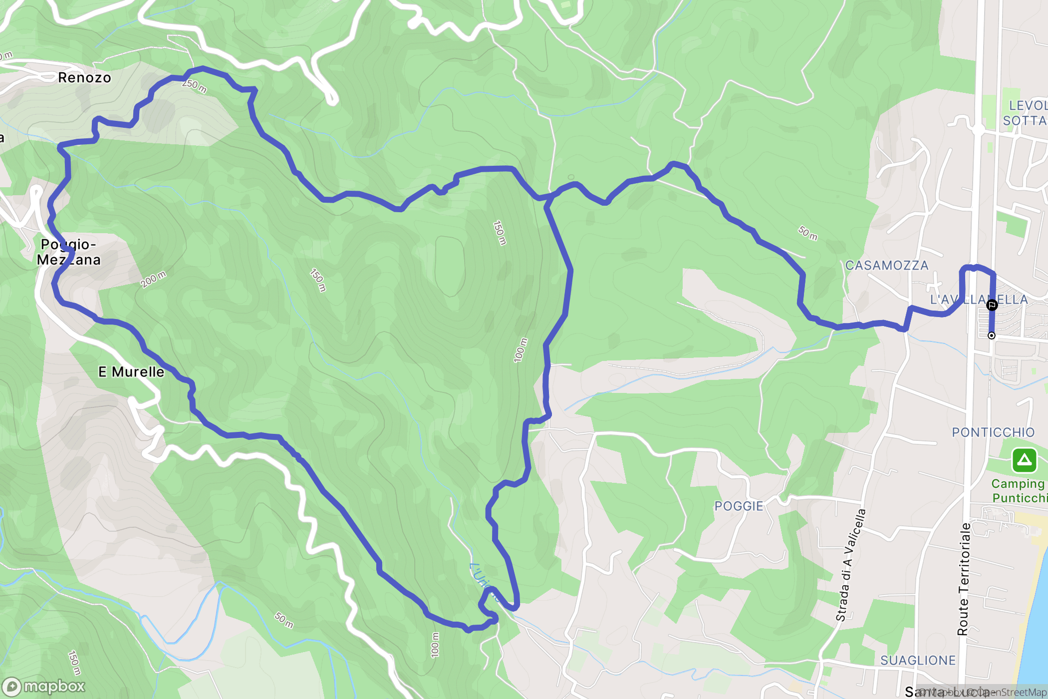 Poggio-Mezzana : carte du parcours de randonnée - France