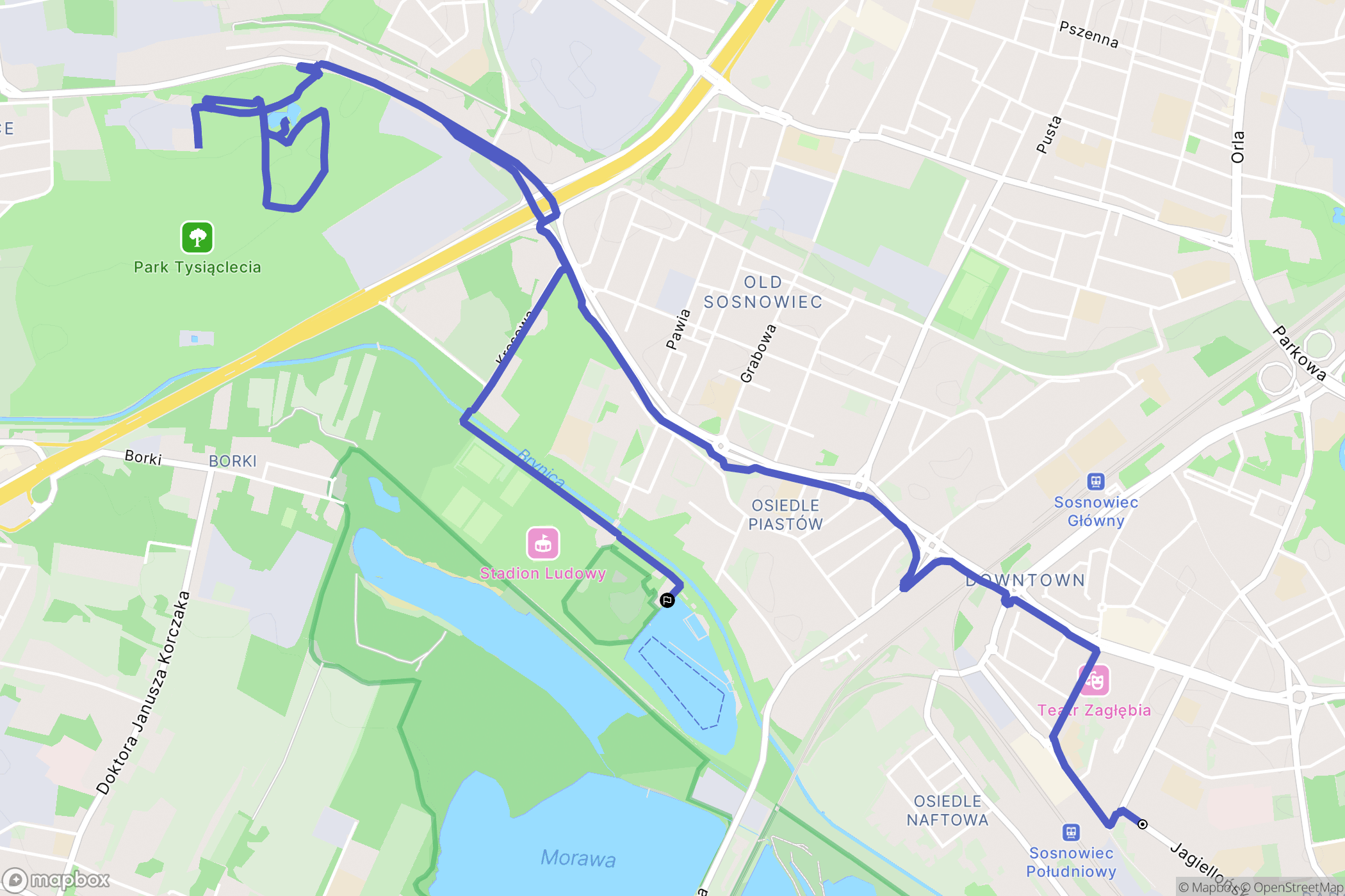 Sosnowiec: mapa trasy - Poland