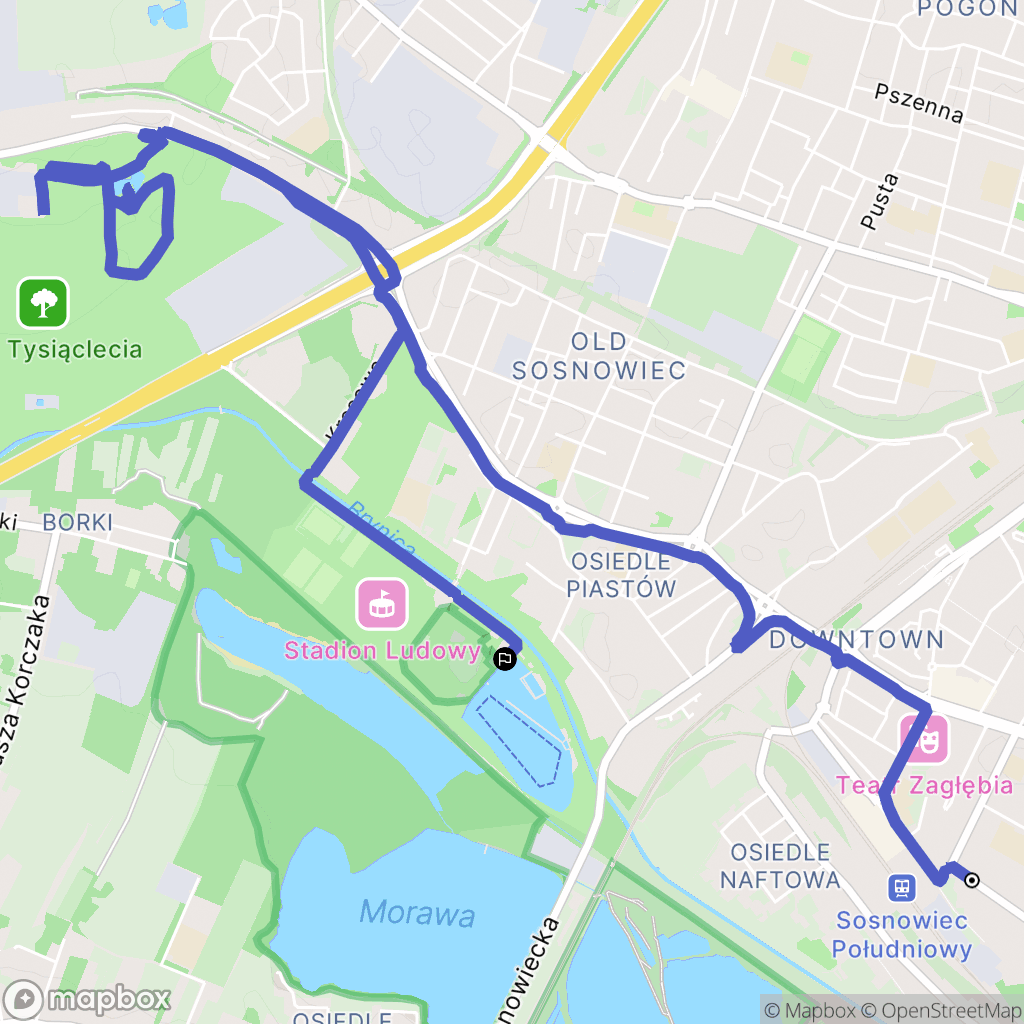 Sosnowiec: mapa trasy - Poland
