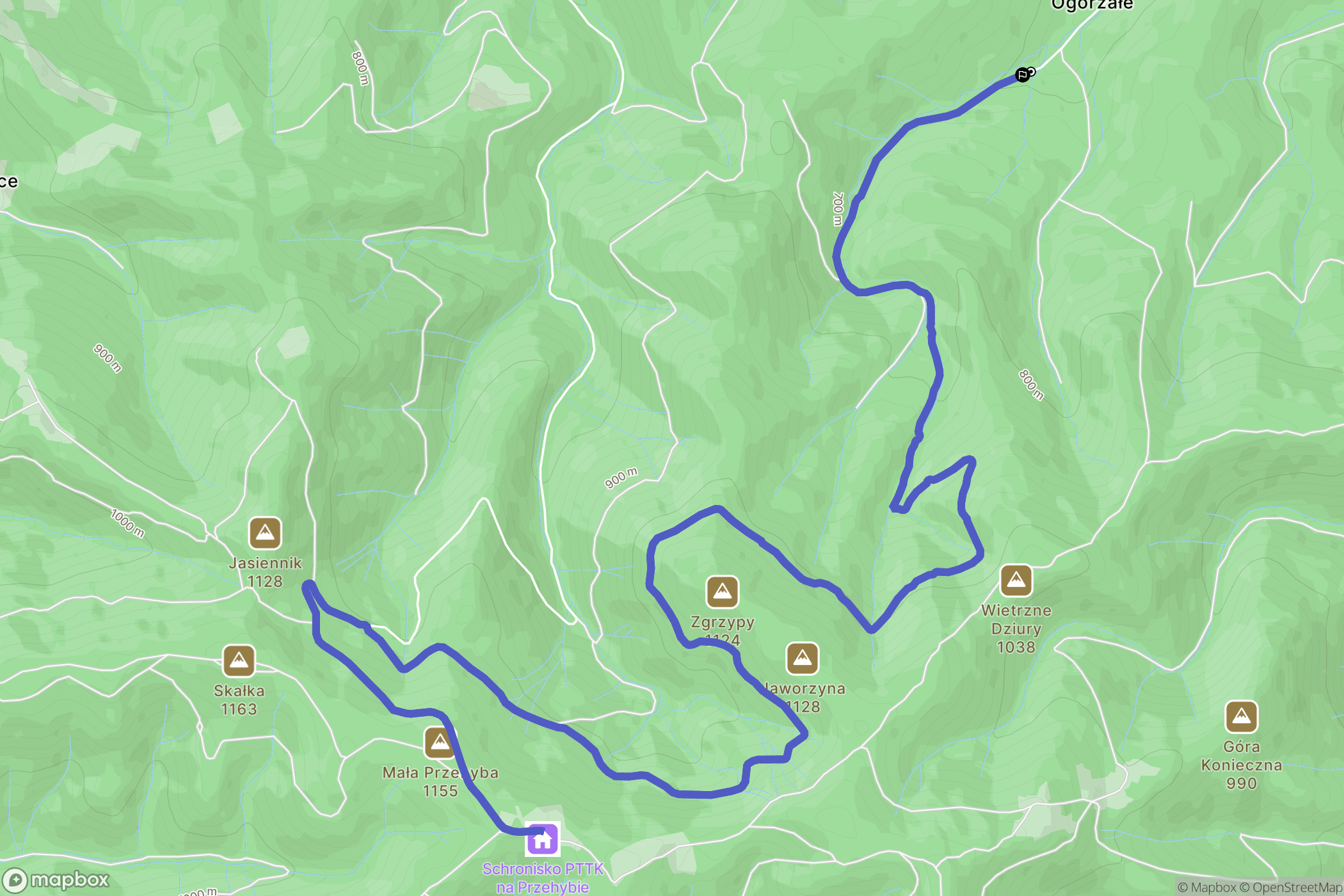 Przysietnica: mapa trasy - Poland