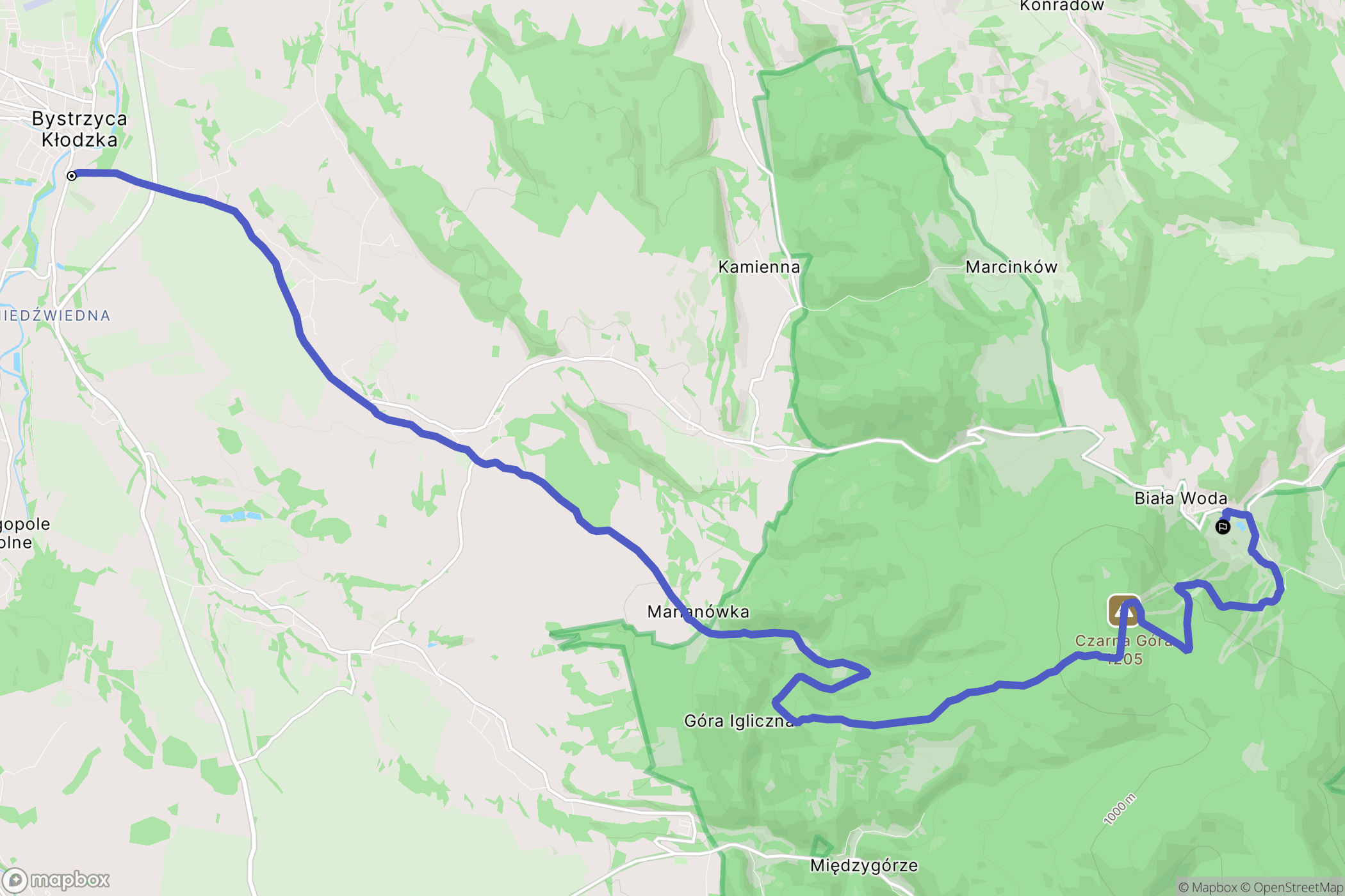 Bystrzyca Kłodzka: mapa trasy - Poland