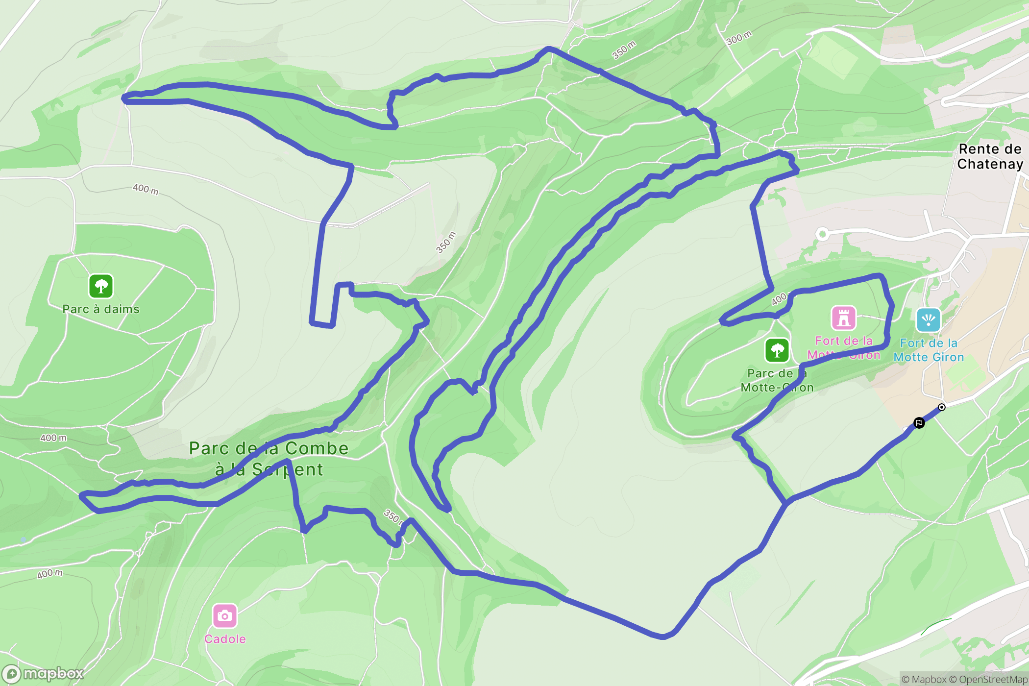 Dijon : carte du parcours de randonnée - France