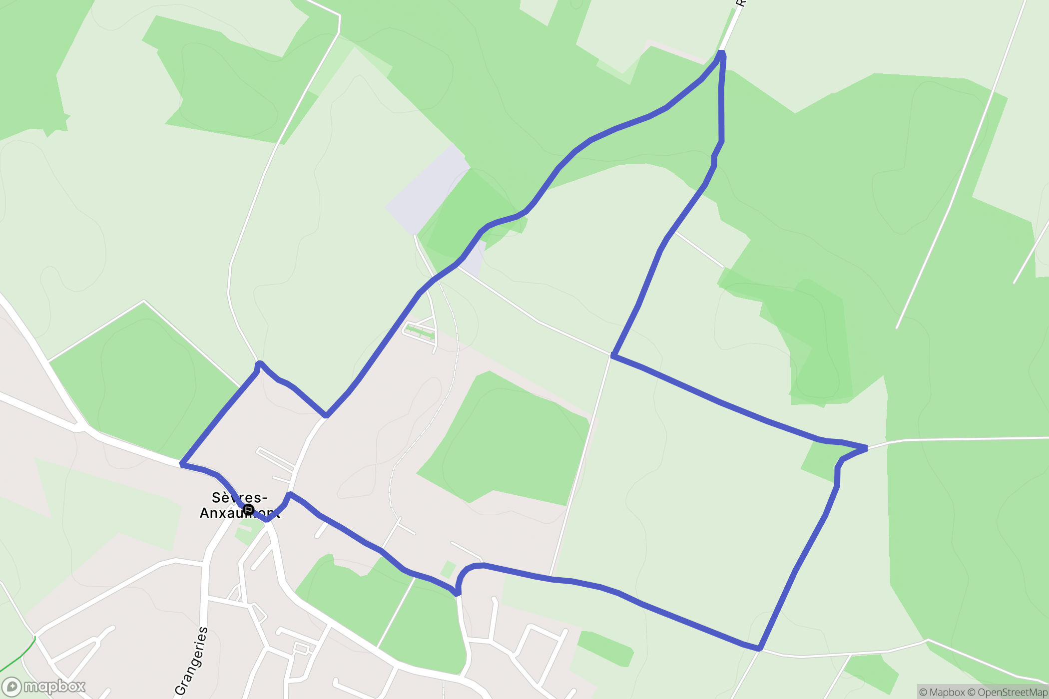 Sèvres-Anxaumont : carte du parcours de randonnée - France