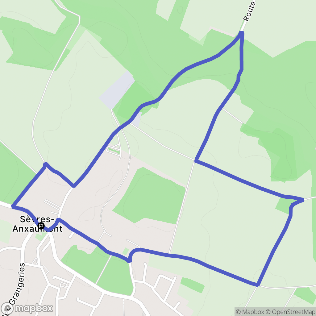 Sèvres-Anxaumont : carte du parcours de randonnée - France