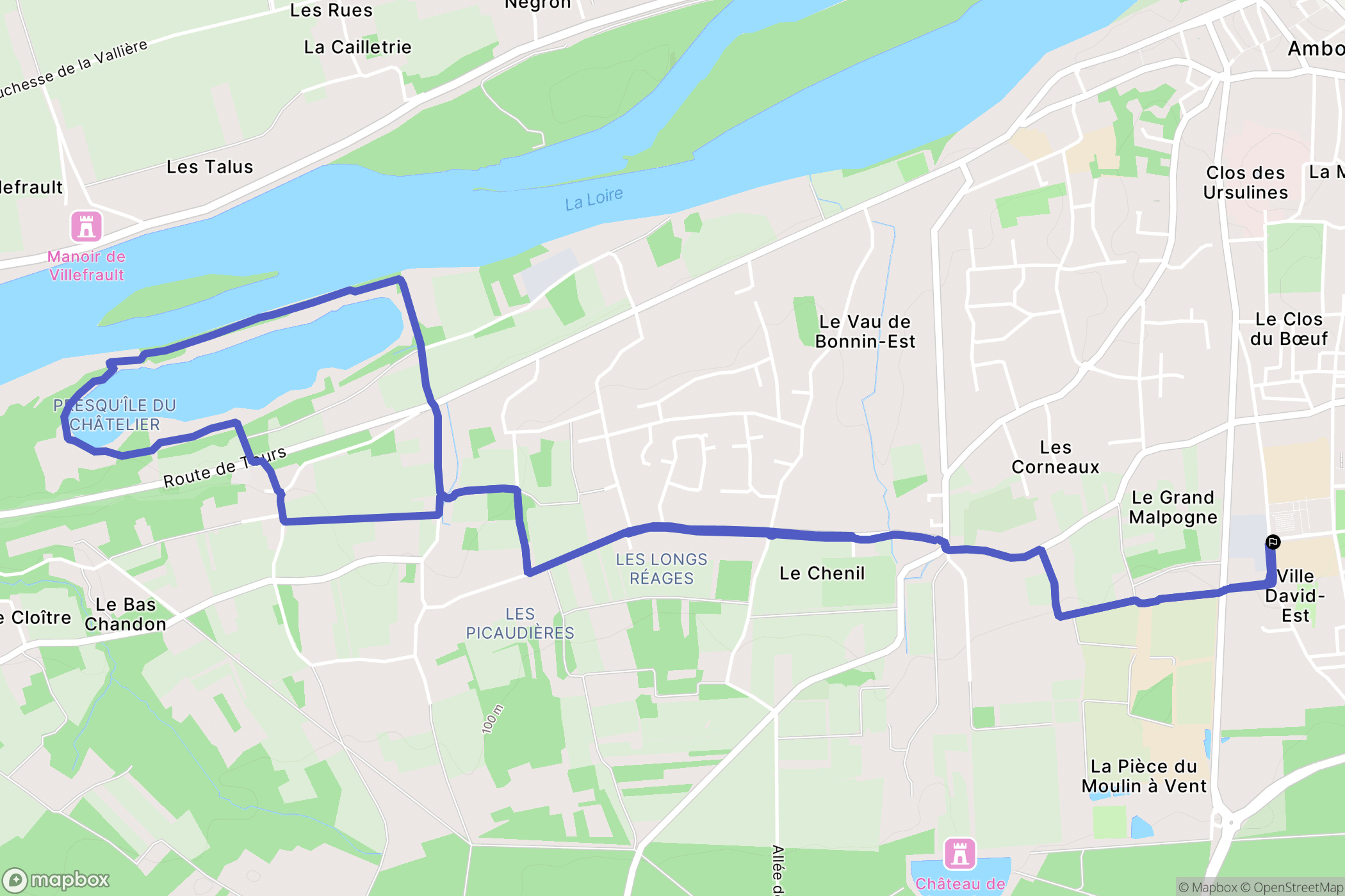 Amboise : carte du parcours de randonnée - France