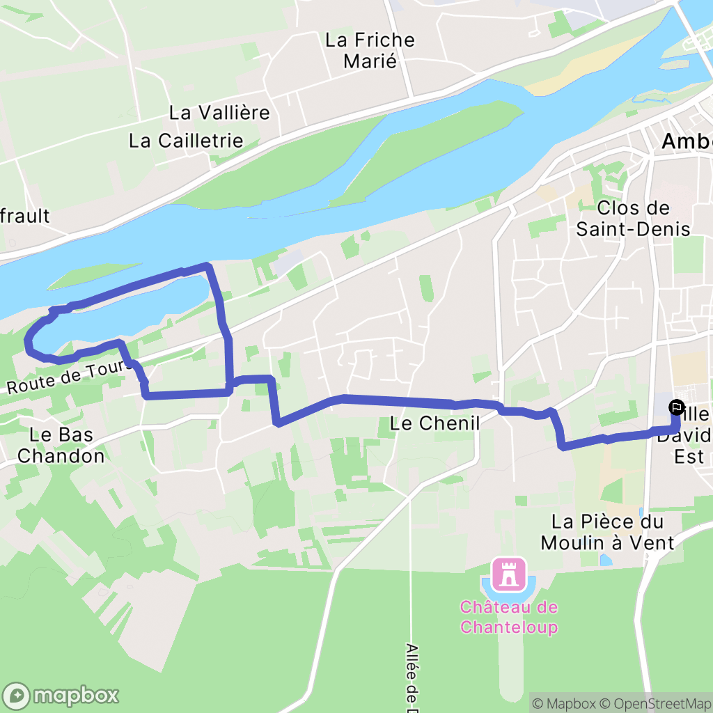 Amboise : carte du parcours de randonnée - France