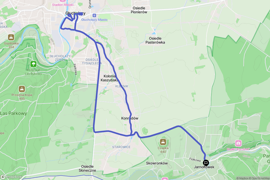 Jarnołtówek: mapa trasy - Poland