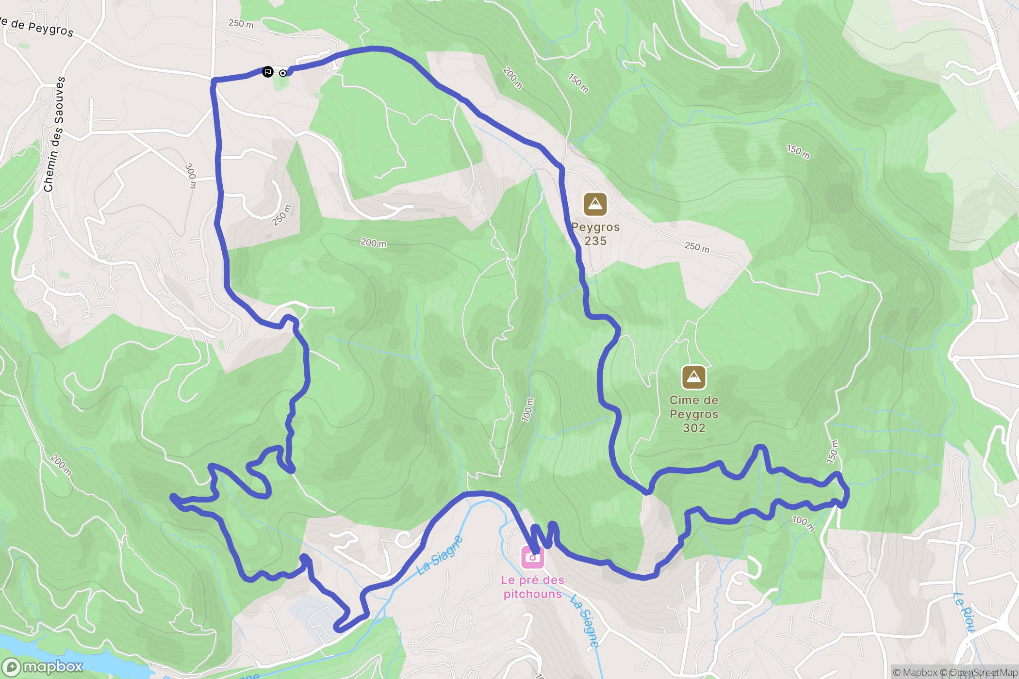 Peymeinade : carte du parcours de randonnée - France