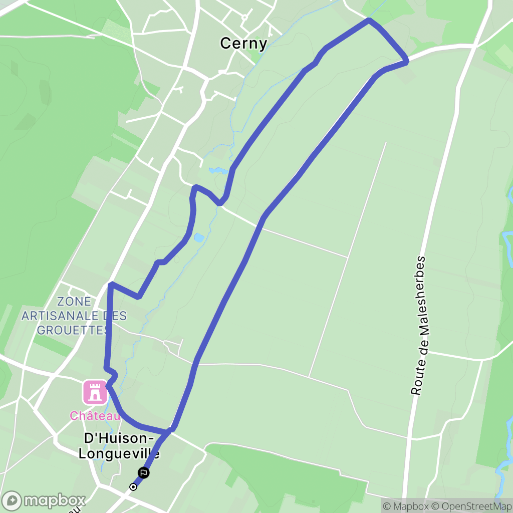 D'Huison-Longueville : carte du parcours de randonnée - France
