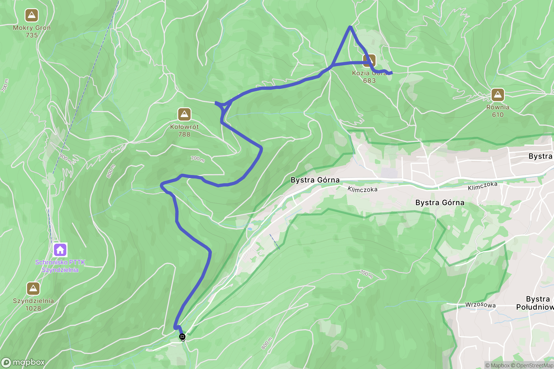 Bystra: mapa trasy - Poland